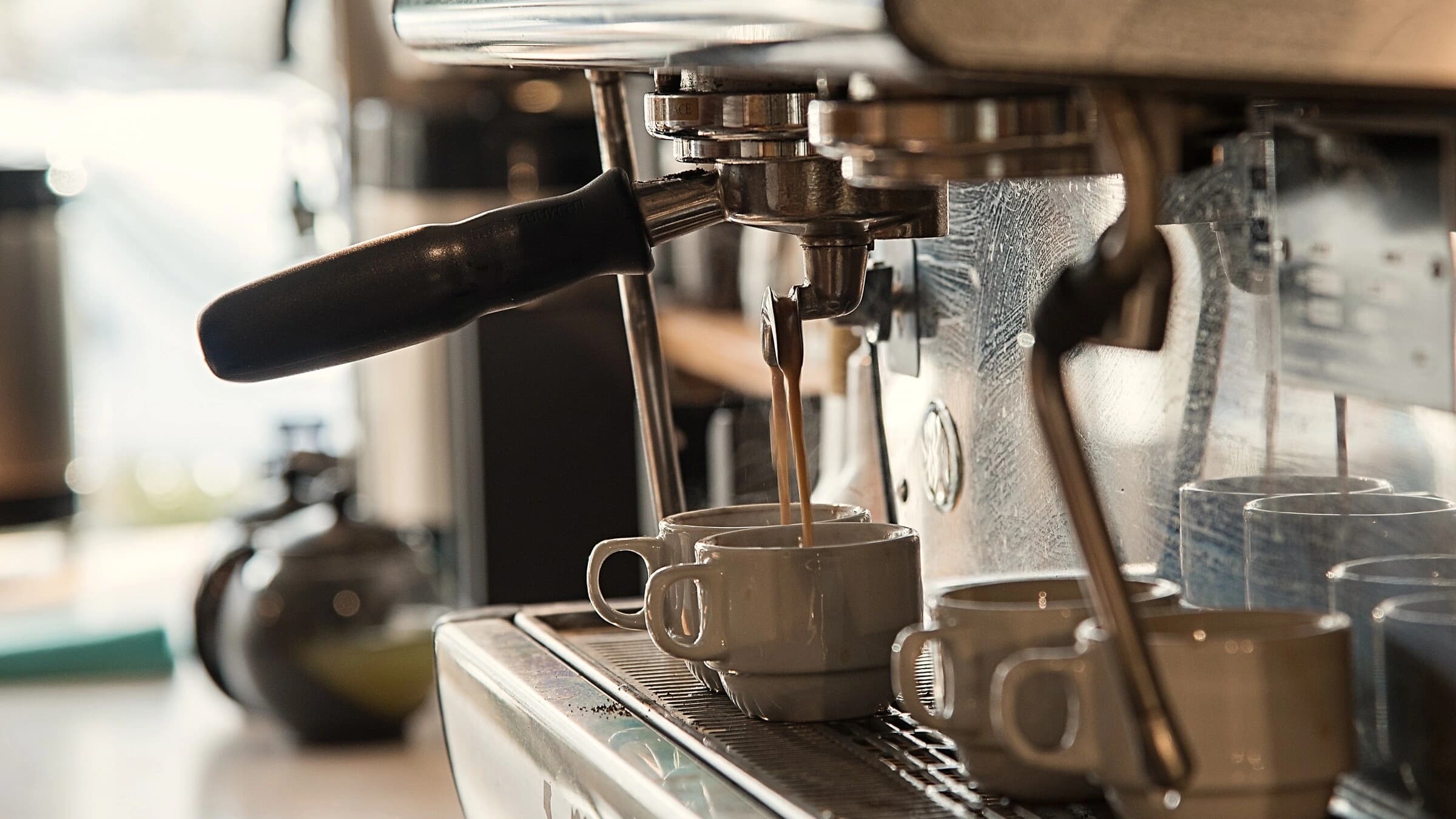 Espresso pouring from the machine